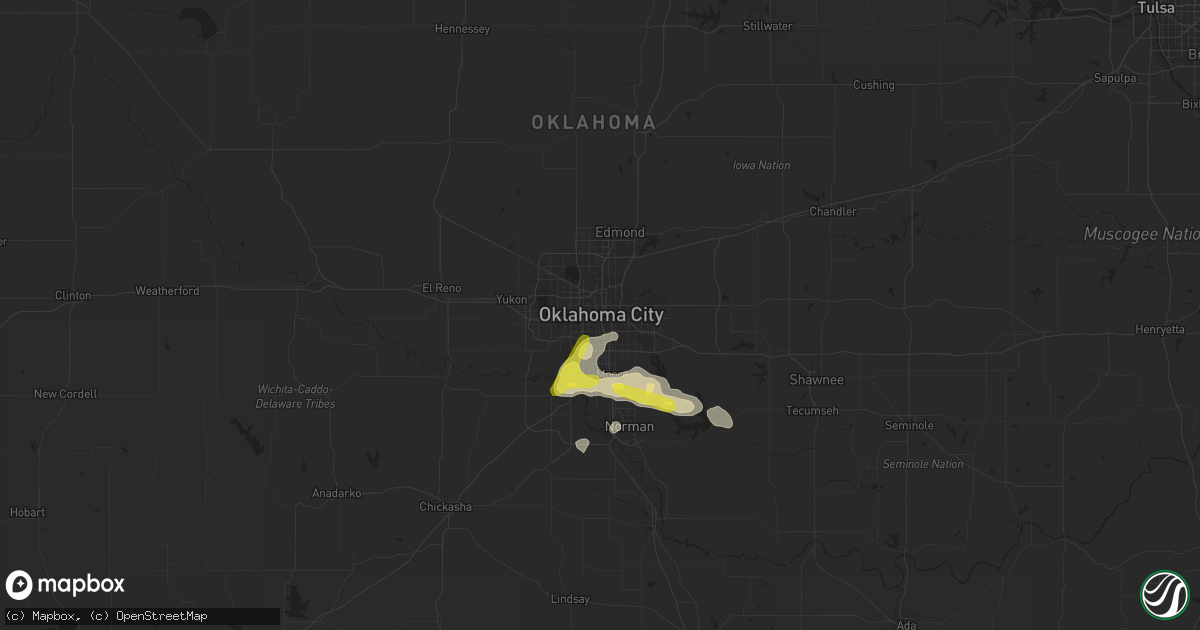 Hail map in Oklahoma City, OK on September 17, 2016