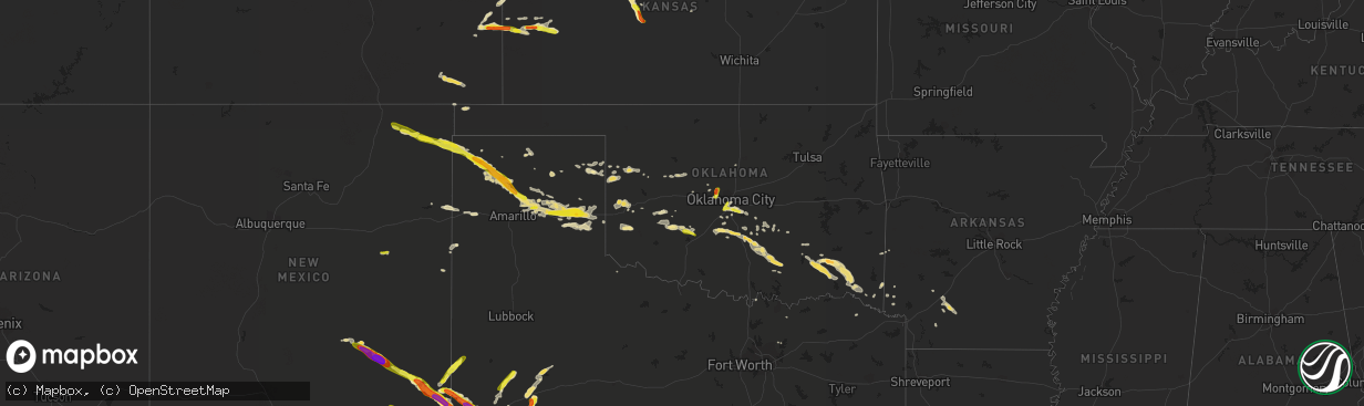 Hail map in Oklahoma on September 17, 2016