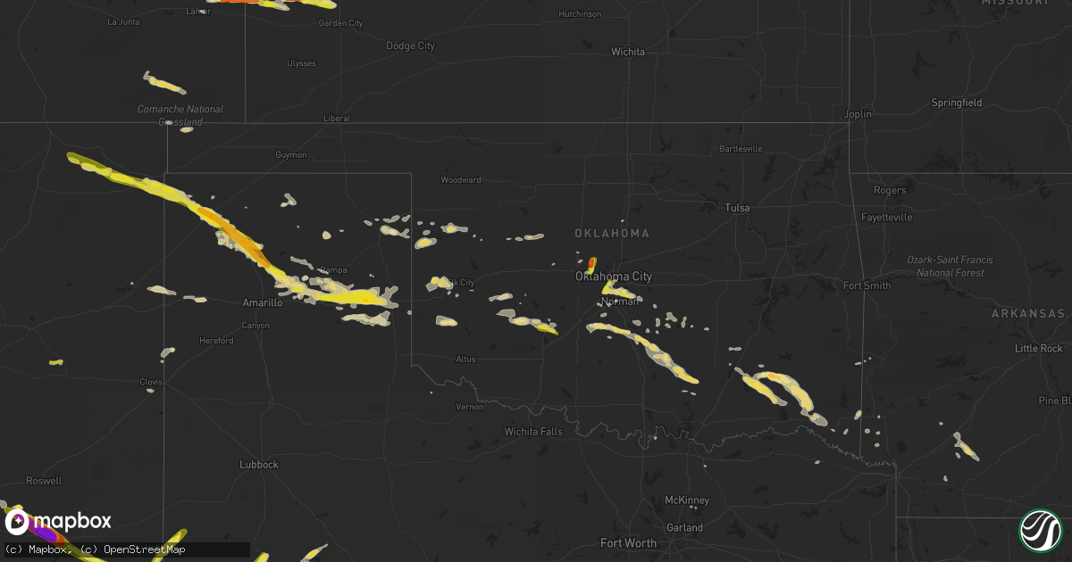 Hail map in Oklahoma on September 17, 2016