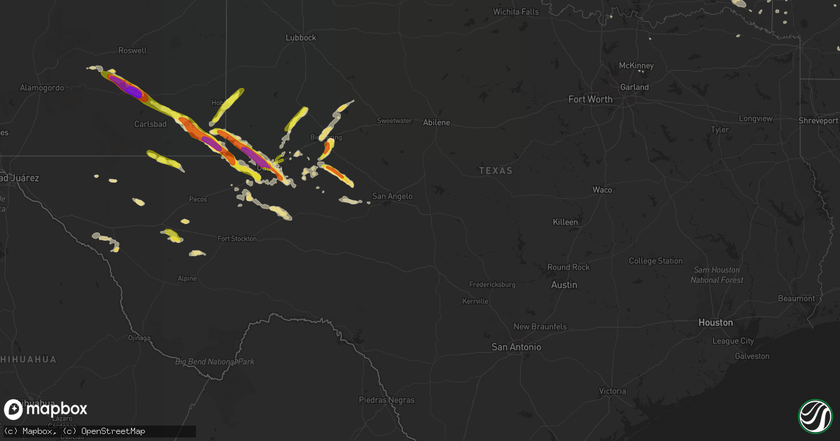 Hail map in Texas on September 17, 2016