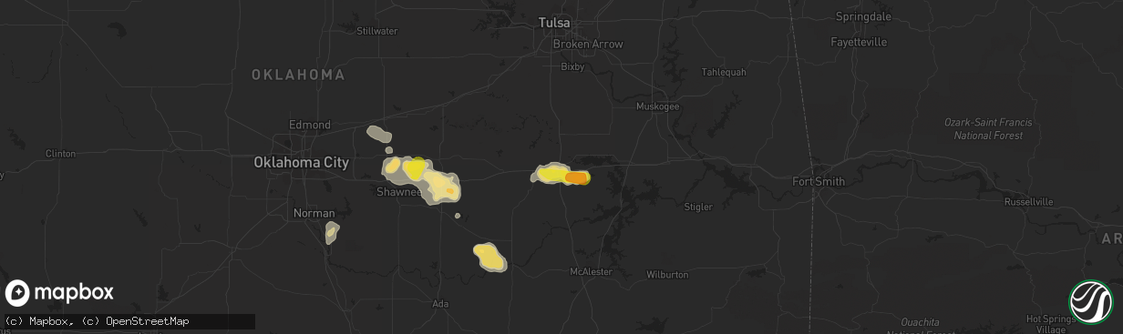 Hail map in Henryetta, OK on September 17, 2017