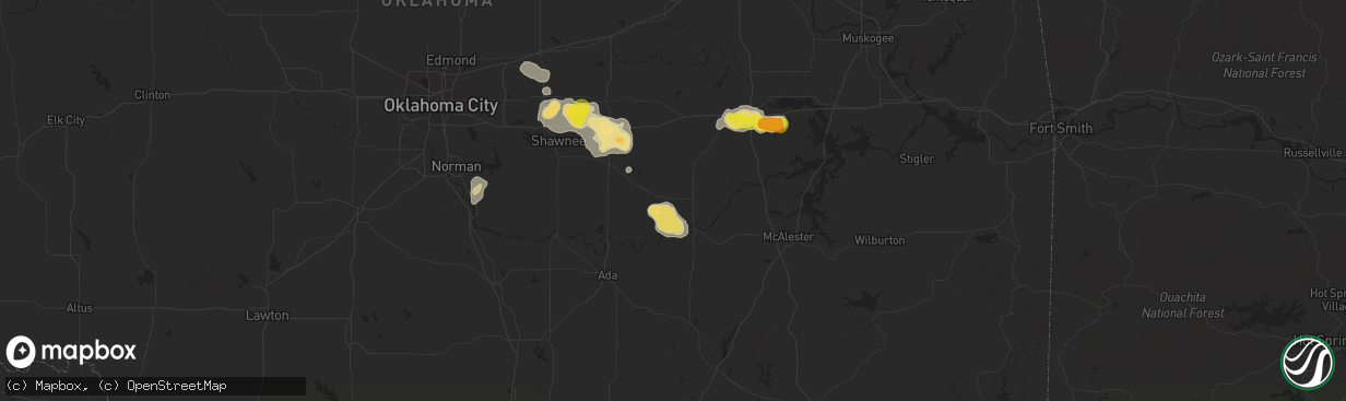 Hail map in Holdenville, OK on September 17, 2017