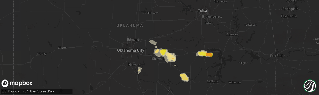 Hail map in Meeker, OK on September 17, 2017