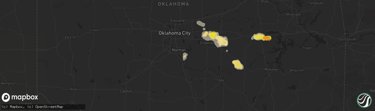 Hail map in Noble, OK on September 17, 2017