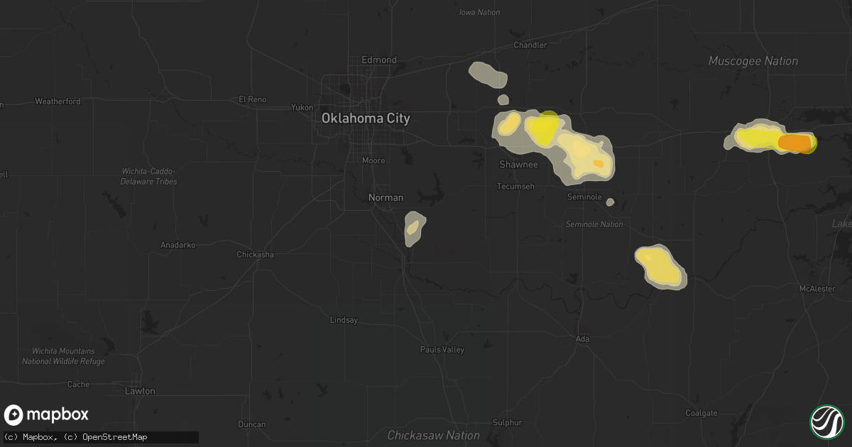 Hail map in Noble, OK on September 17, 2017
