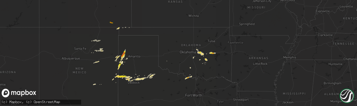 Hail map in Oklahoma on September 17, 2017