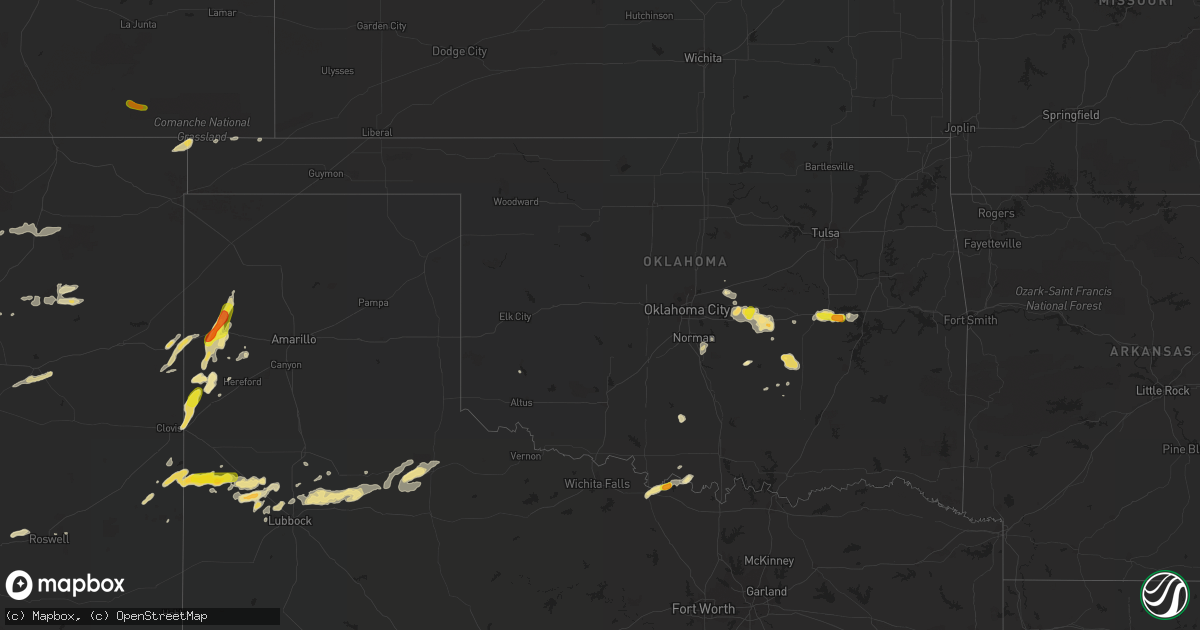 Hail map in Oklahoma on September 17, 2017