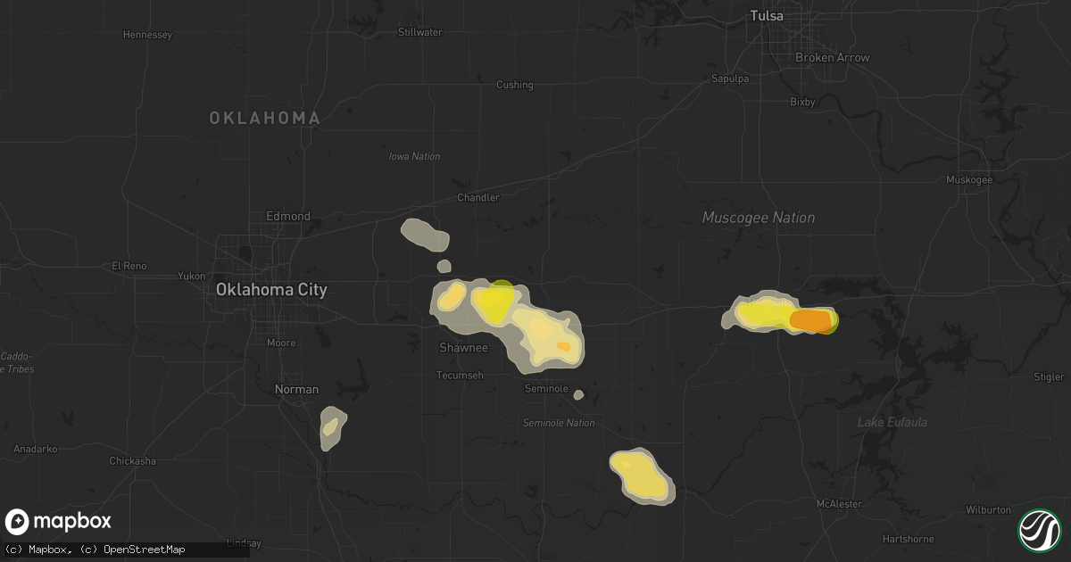 Hail map in Prague, OK on September 17, 2017