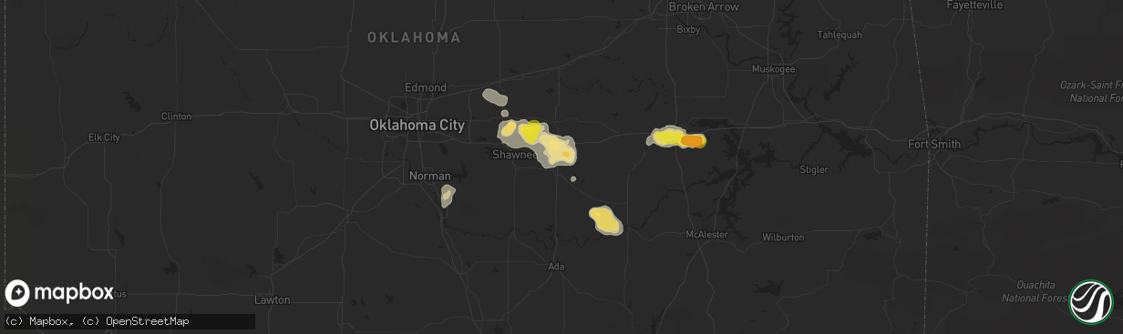 Hail map in Seminole, OK on September 17, 2017