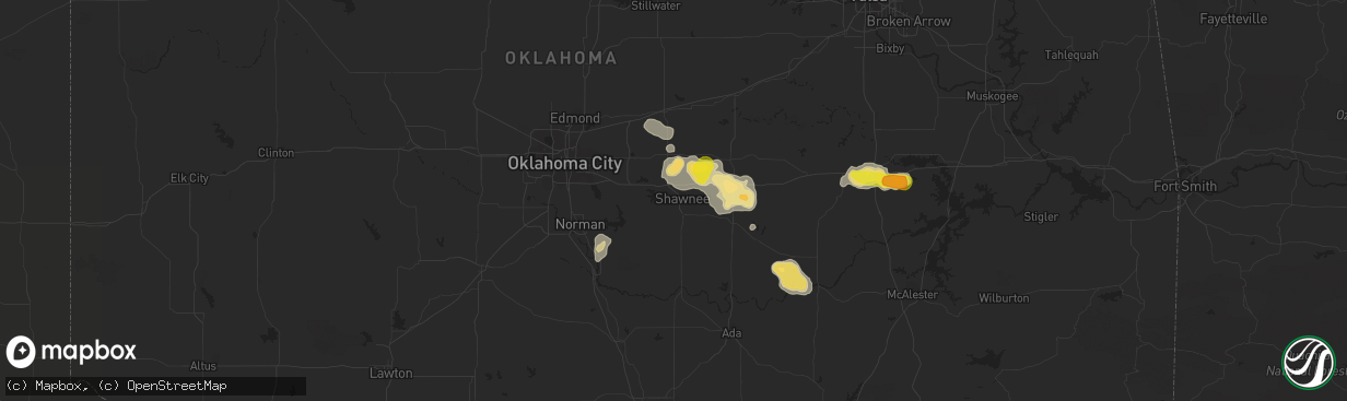 Hail map in Shawnee, OK on September 17, 2017