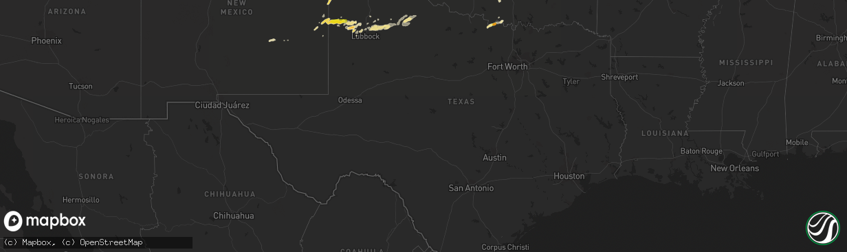 Hail map in Texas on September 17, 2017