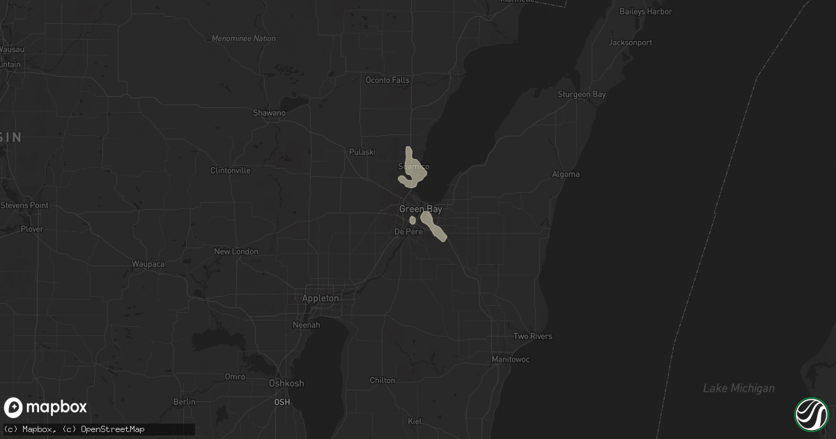 Hail map in Green Bay, WI on September 17, 2018
