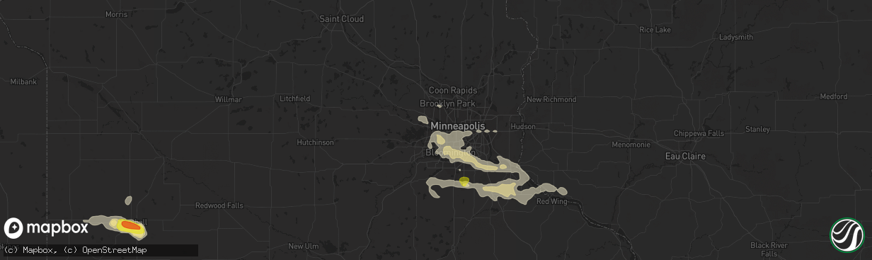 Hail map in Hopkins, MN on September 17, 2018