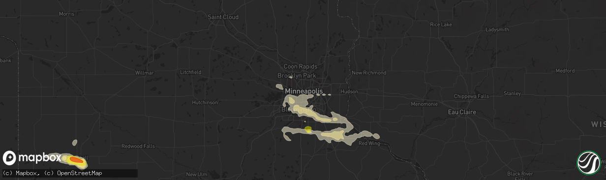 Hail map in Minneapolis, MN on September 17, 2018