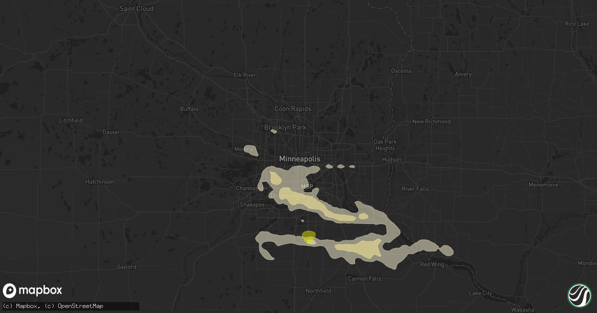 Hail map in Minneapolis, MN on September 17, 2018