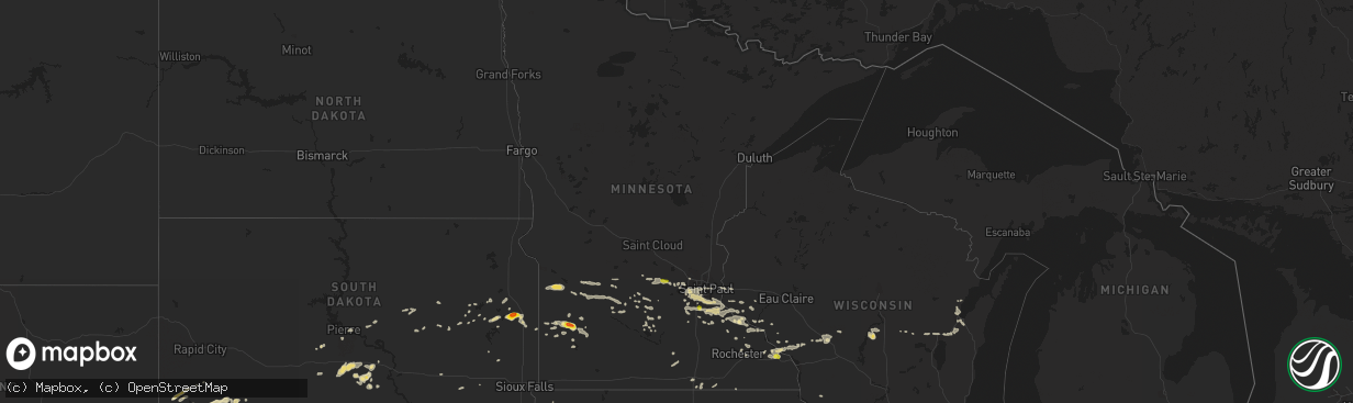 Hail map in Minnesota on September 17, 2018