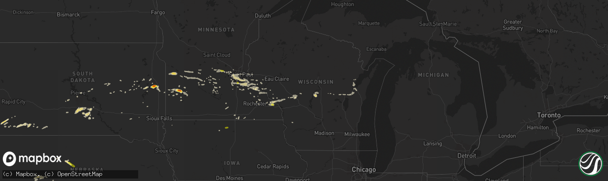 Hail map in Wisconsin on September 17, 2018