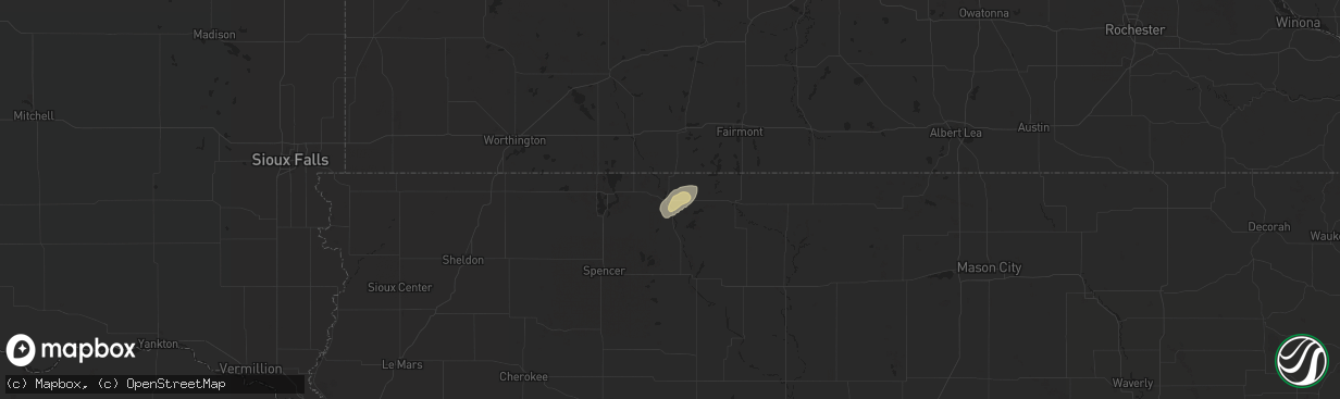 Hail map in Estherville, IA on September 17, 2019