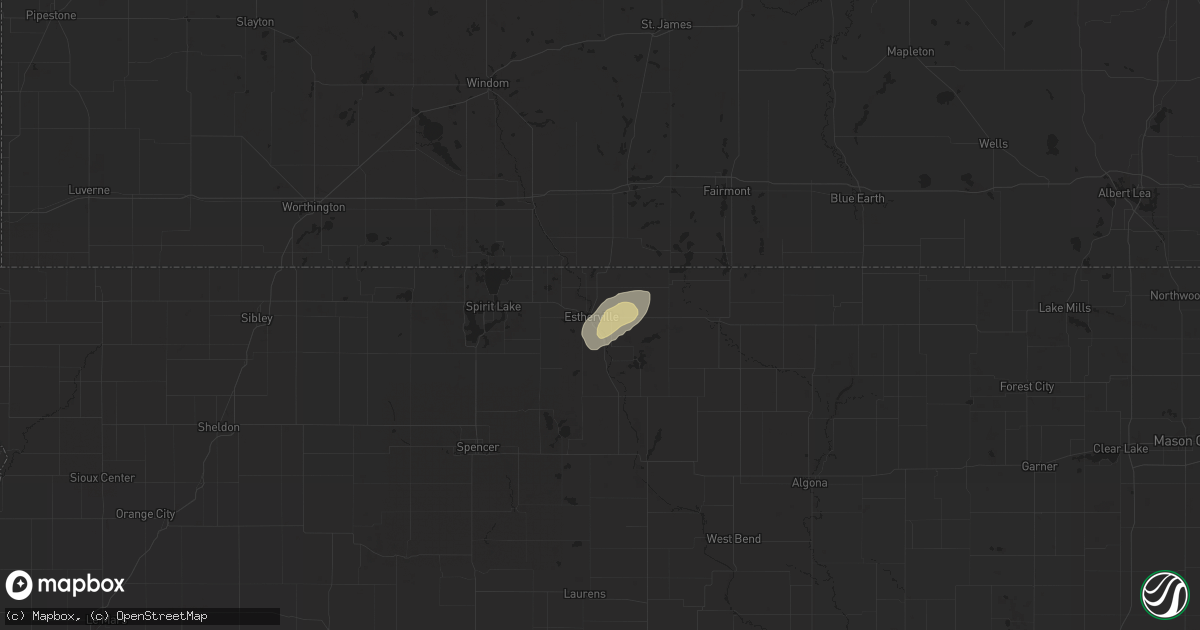 Hail map in Estherville, IA on September 17, 2019