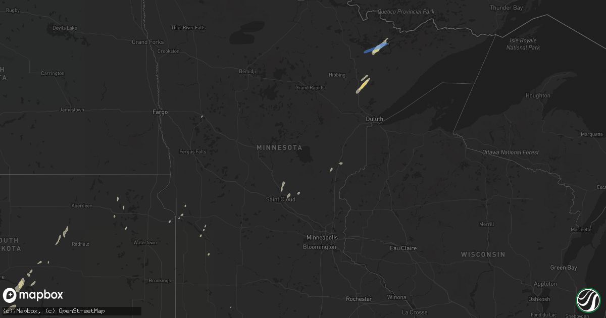 Hail map in Minnesota on September 17, 2019