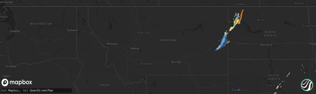 Hail map in Montana on September 17, 2019