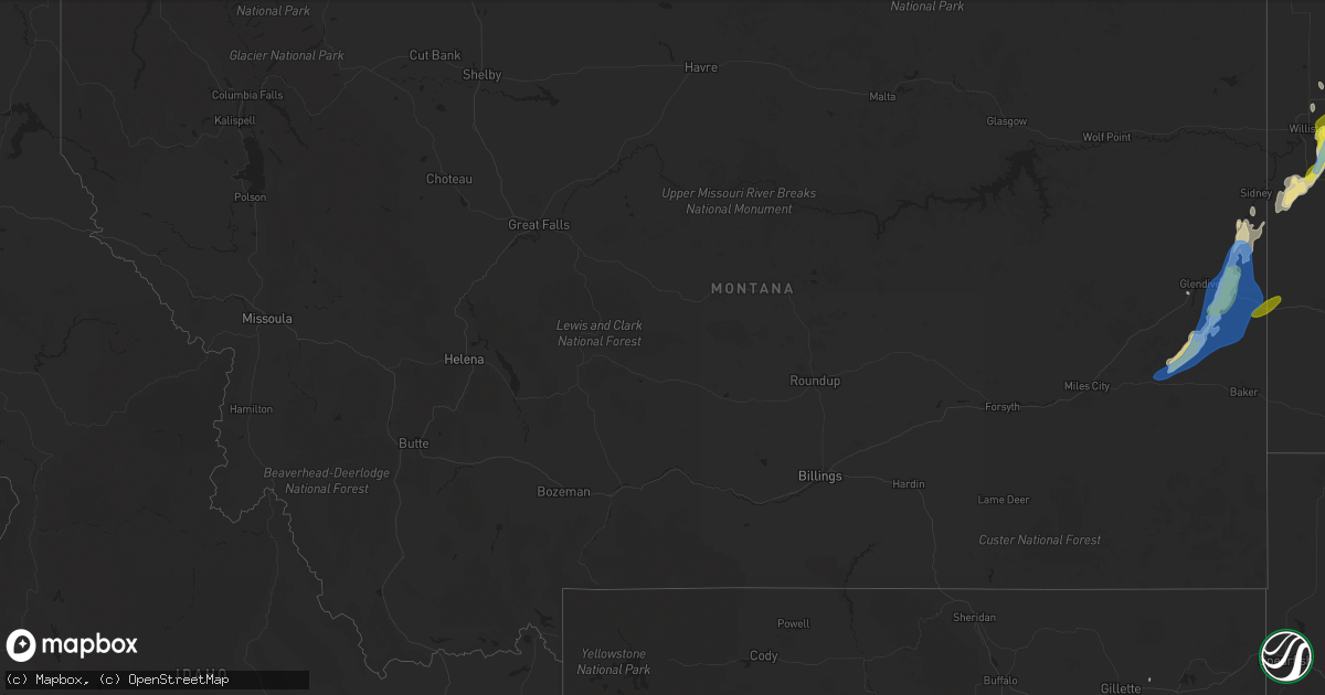 Hail map in Montana on September 17, 2019