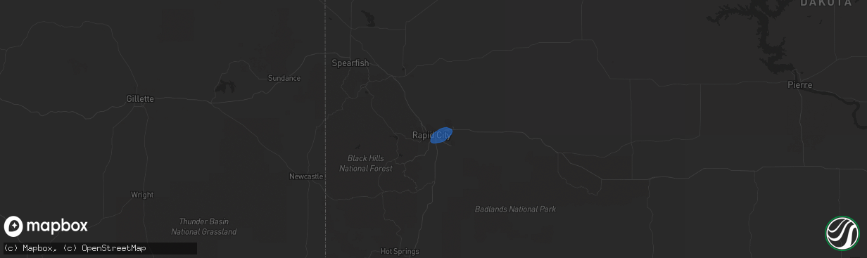 Hail map in Rapid City, SD on September 17, 2019