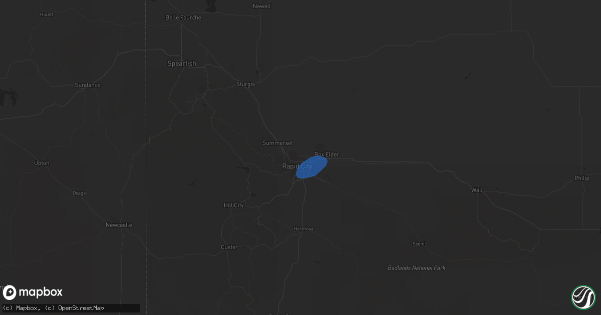 Hail map in Rapid City, SD on September 17, 2019