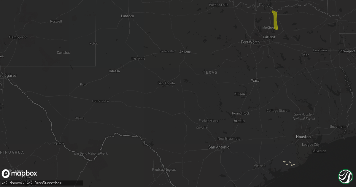 Hail map in Texas on September 17, 2019