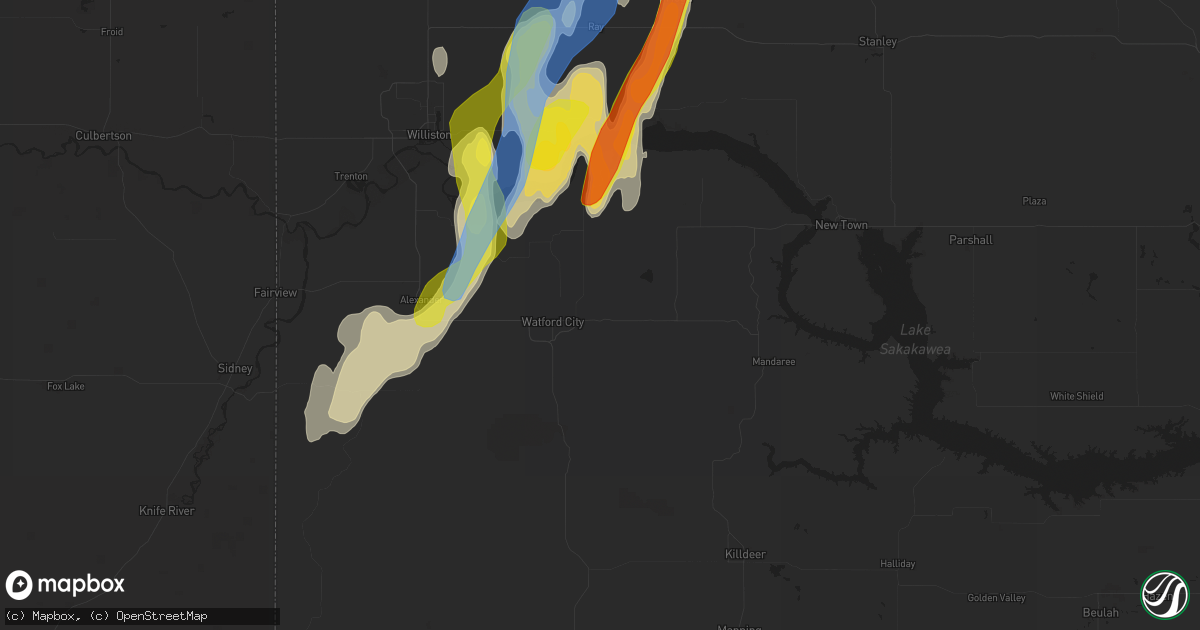 Hail map in Watford City, ND on September 17, 2019