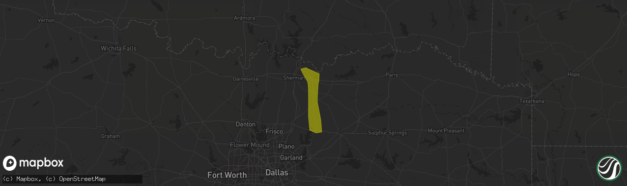 Hail map in Whitewright, TX on September 17, 2019