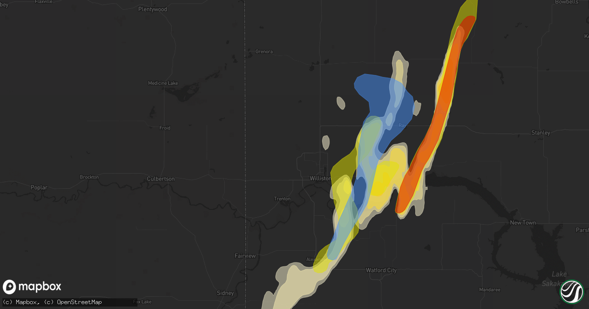 Hail map in Williston, ND on September 17, 2019