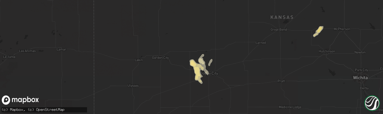 Hail map in Cimarron, KS on September 17, 2021