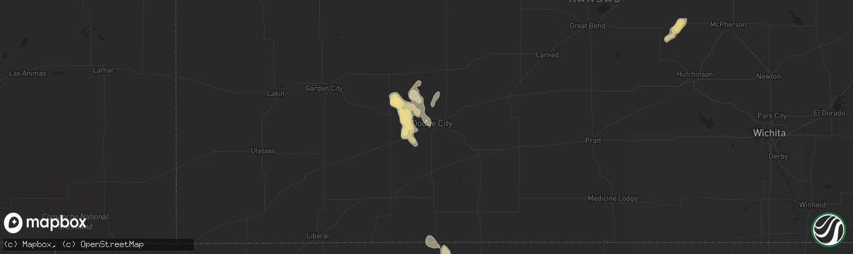 Hail map in Dodge City, KS on September 17, 2021