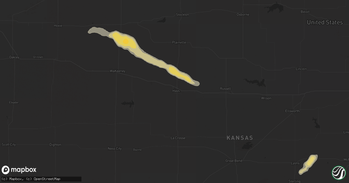 Hail map in Hays, KS on September 17, 2021