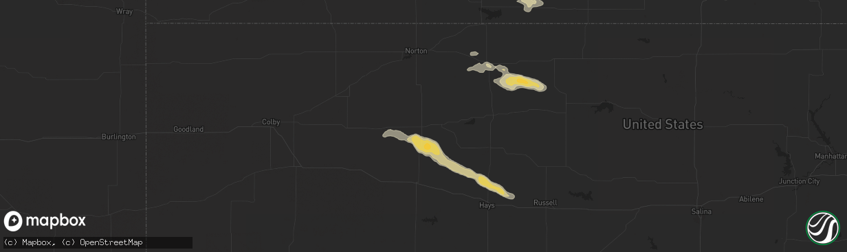 Hail map in Hill City, KS on September 17, 2021