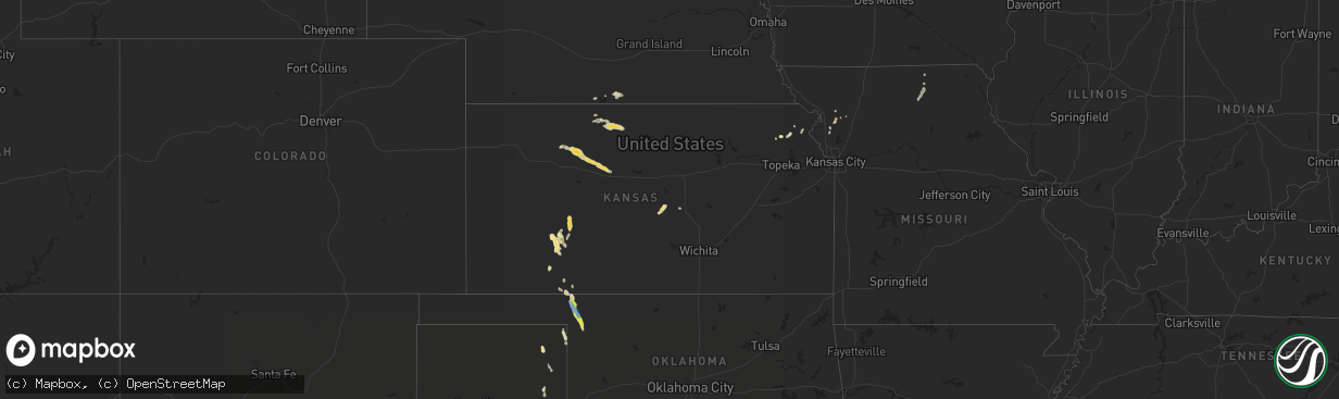 Hail map in Kansas on September 17, 2021