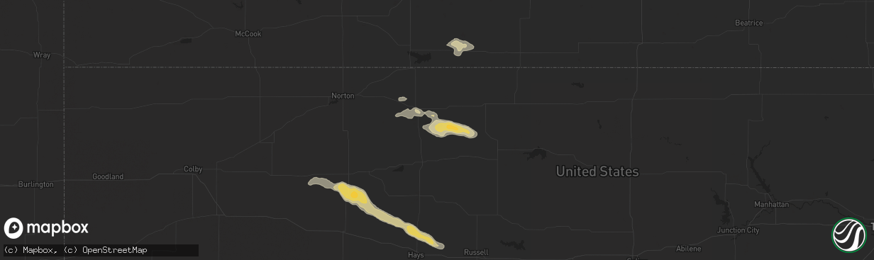 Hail map in Kirwin, KS on September 17, 2021