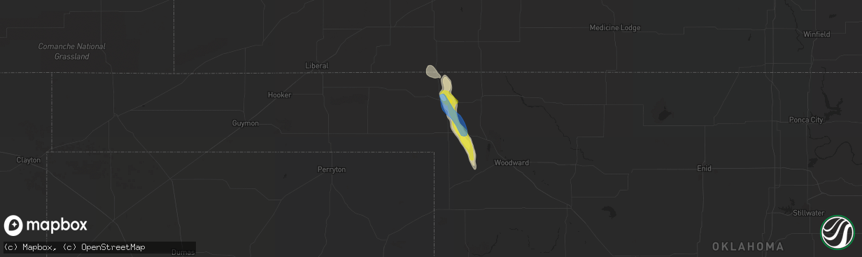 Hail map in Laverne, OK on September 17, 2021