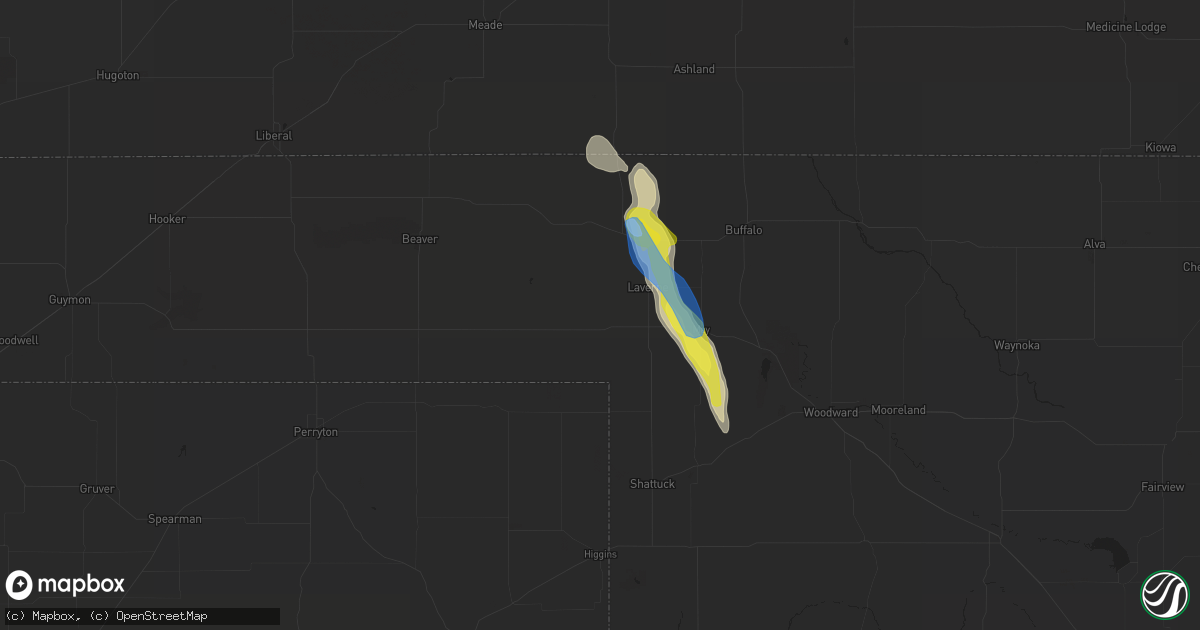 Hail map in Laverne, OK on September 17, 2021