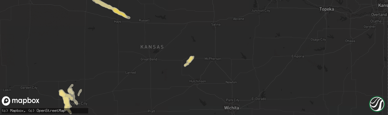 Hail map in Little River, KS on September 17, 2021