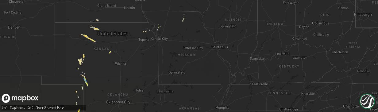 Hail map in Missouri on September 17, 2021