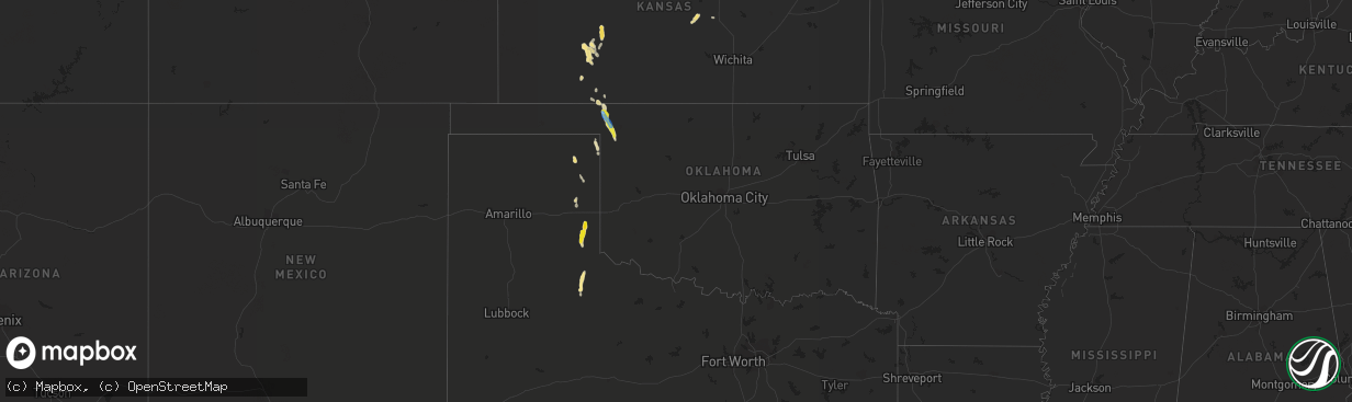 Hail map in Oklahoma on September 17, 2021