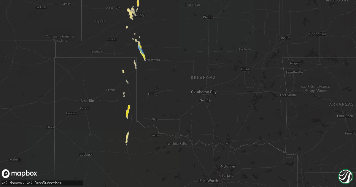 Hail map in Oklahoma on September 17, 2021
