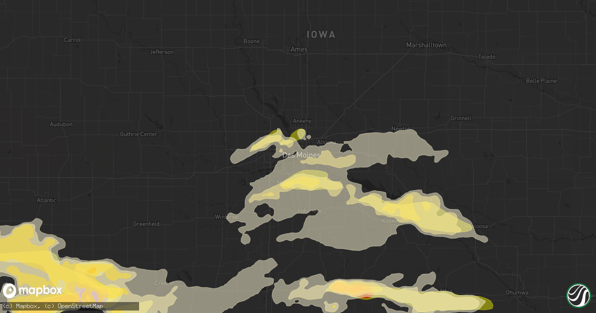 Hail map in Des Moines, IA on September 17, 2022