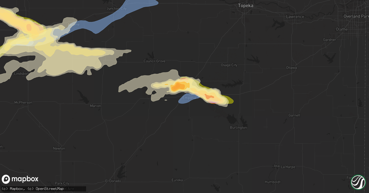 Hail map in Emporia, KS on September 17, 2022