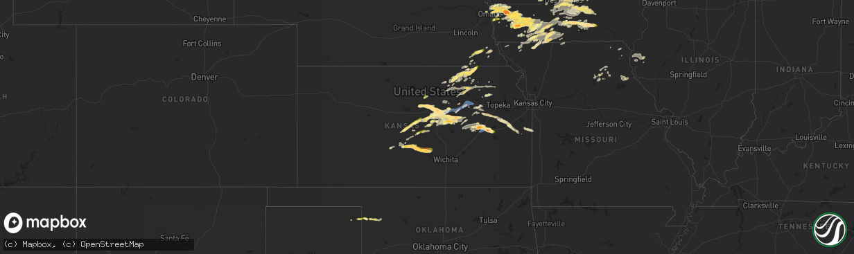 Hail map in Kansas on September 17, 2022