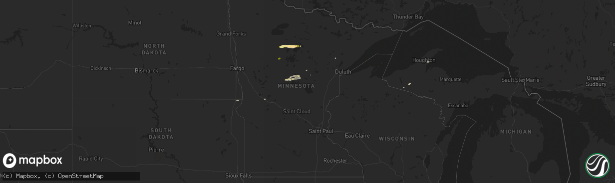 Hail map in Minnesota on September 17, 2022