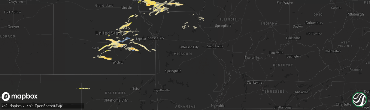 Hail map in Missouri on September 17, 2022