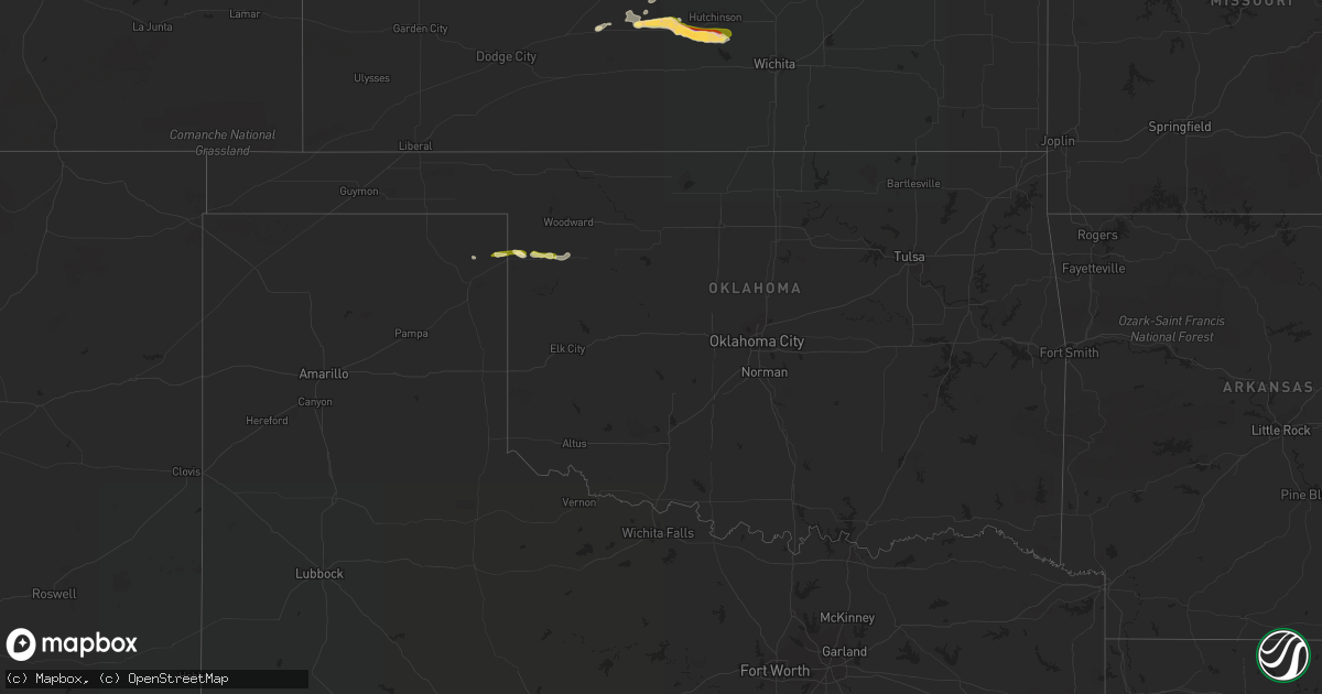 Hail map in Oklahoma on September 17, 2022